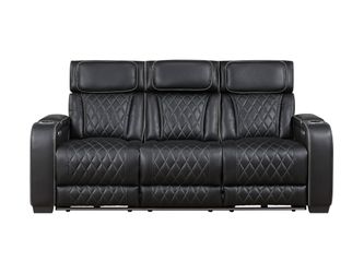 Fairway Black Power Double Reclining Sofa
