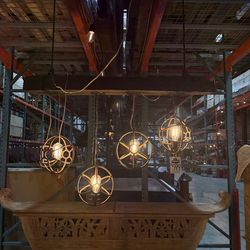 MEGA SALE! Copper Round Lights With Bar Wood (20% off)