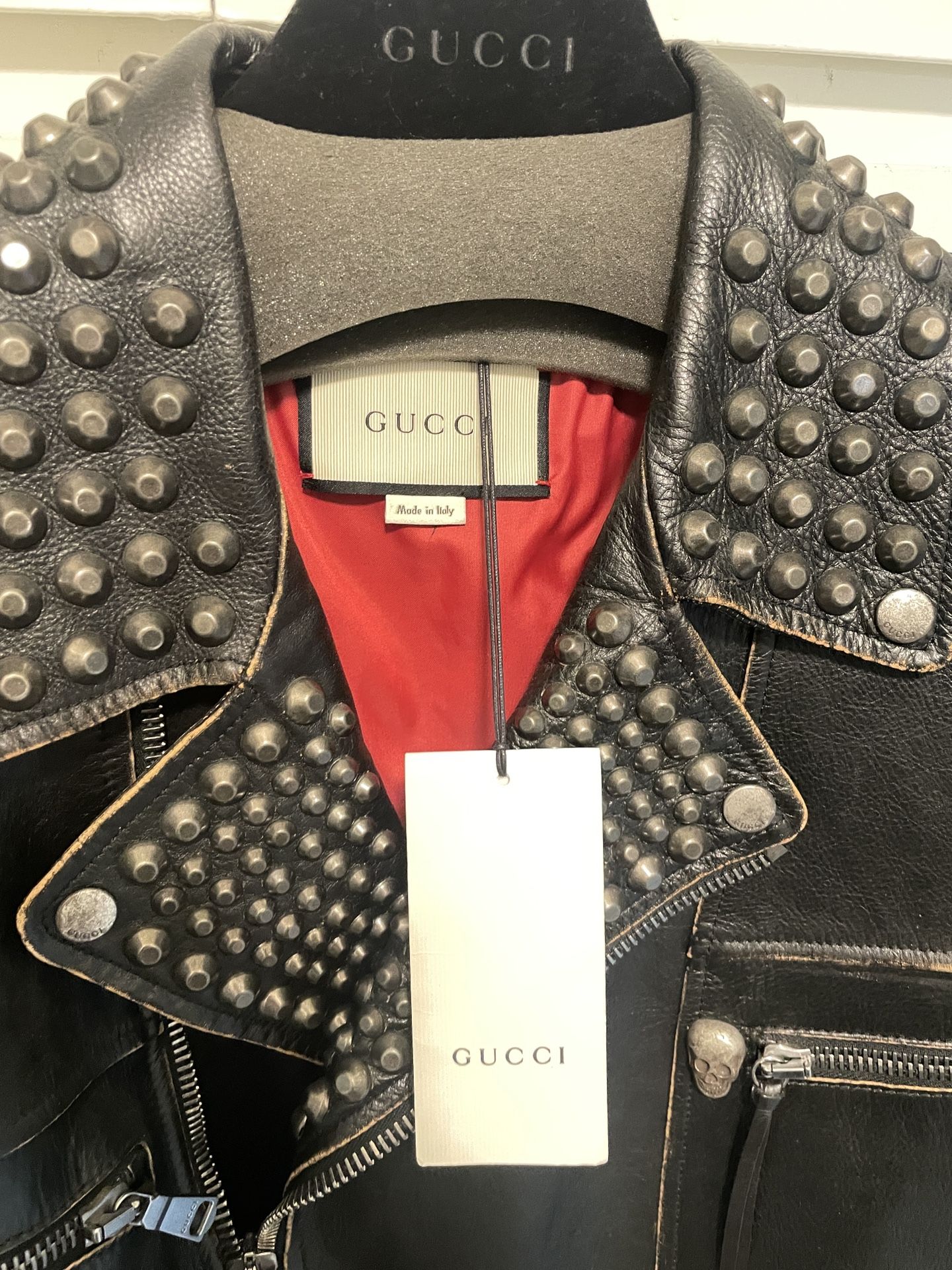 Mens Gucci Leather Moto Jacket Coat M L
