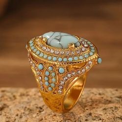 😱🔥GORGEOUS BOLD TURQUOISE RING 