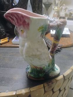 Antique Majolica Parrot Pitcher