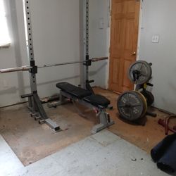 CAP BENCH, OLYMPIC BARS AND FREE WEIGHTS!