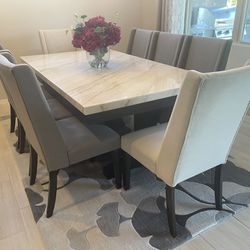 Marble Top Table & 8 Chairs - Used For Staging Purposes Only 