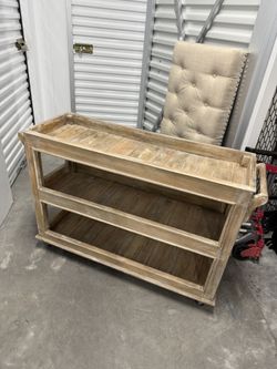 Rustic Solid Wood Bar Cart by Nadeau – Excellent Condition