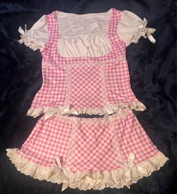 Gingham shirt and skirt set