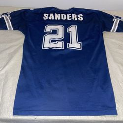 Deion Sanders Champion Dallas Cowboys Jersey Mens 48 Blue Clean USA 90s NFL