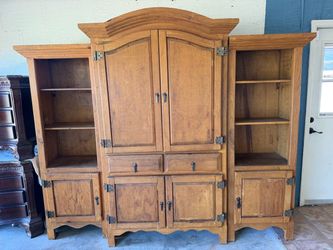 Large Rustic Pine Wood Entertainment Center