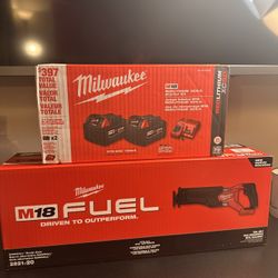 Milwaukee recip saw with 2 batteries