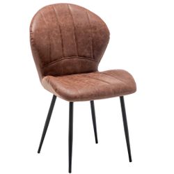 BTEXPERT Bucket Upholstered Antique Brown PU Leather Accent Dining Chair each