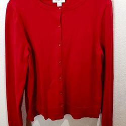 Ann Taylor Loft Red Cardigan Size Woman's Large 