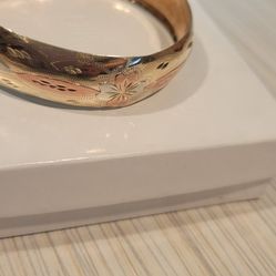 Women's Solid  gold Bangle Adjustable 