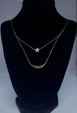 14k Yellow Gold Crescent 🌙 Star ⭐️ Layered Necklace 
