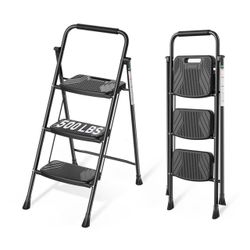 3-Step Folding Ladder – Heavy Duty 500 LBS – $28 Description: 🔥 ONLY $28! 🔥 Brand New 3-Step Folding Ladder ✅ Heavy Duty – 500 LBS Capacity ✅ Wid