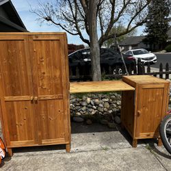 Kids Armoire With Attached Desk