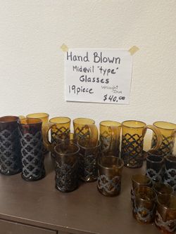 Drinking Glasses Hand Blown Metal Cage Around Glass