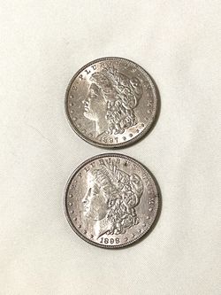 Great condition some toning 1897 and 1898 Morgan Silver dollars