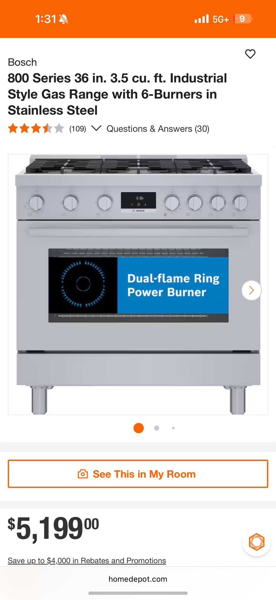 Bosch 6 Burner Gas Range Stove