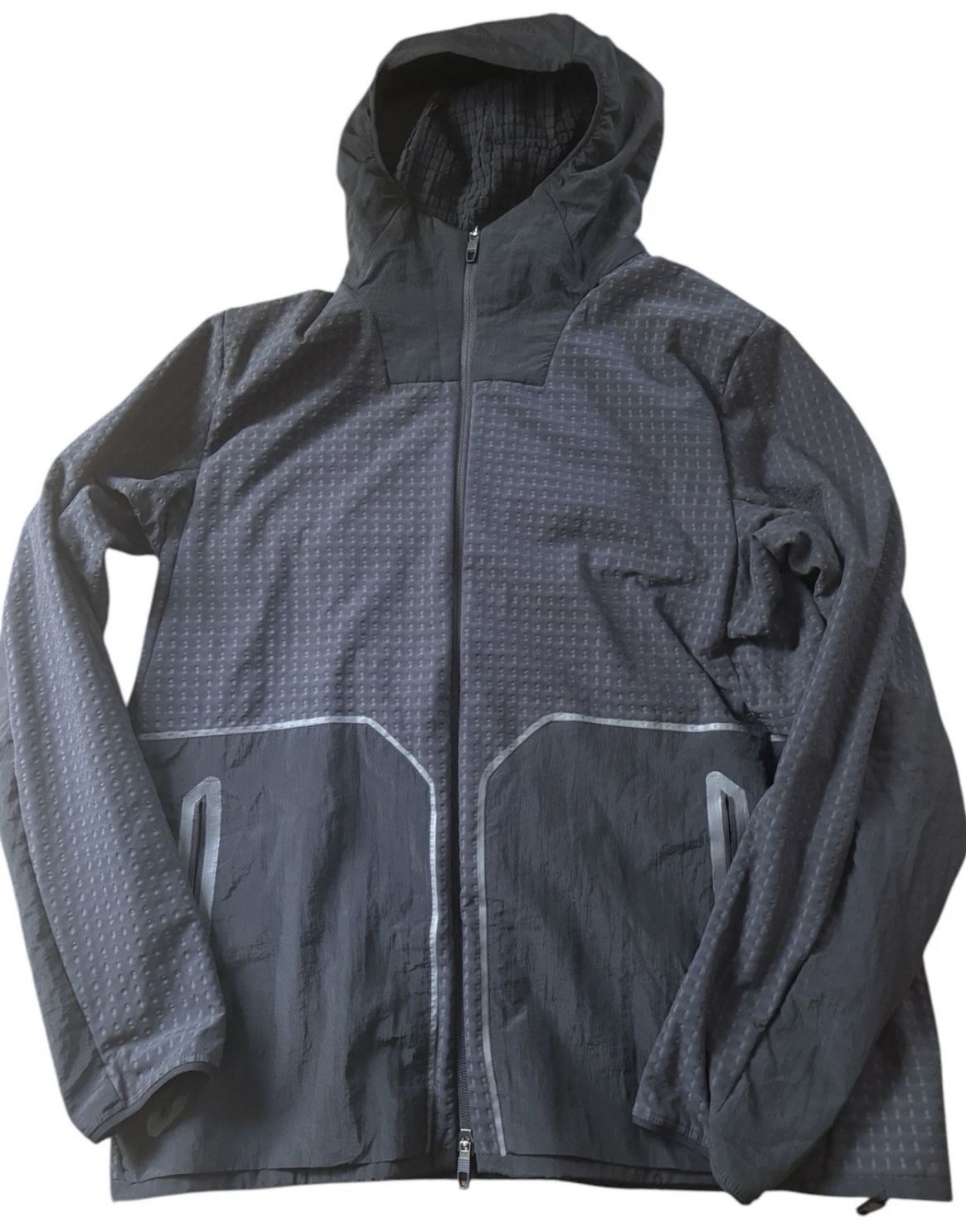 LULULEMON Mens Water Repellent Fleece Jacket w Hood Black XL Hiking Rain EUC