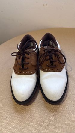 Women’s Dunlop White and Brown Leather Golf Shoes/ size 7