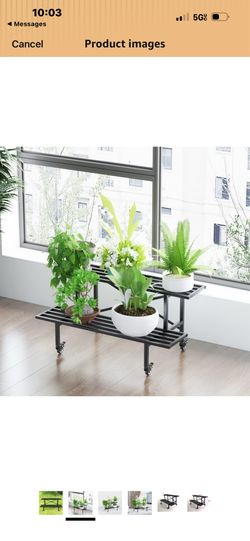 2 Tier Sturdy Metal Plant Stand with Wheels Heavy Duty Plant Holder for Home Indoor and Outdoor,L45.67 x W17.5 x H16.14 inch,440 LBS Capacity & Heavy 