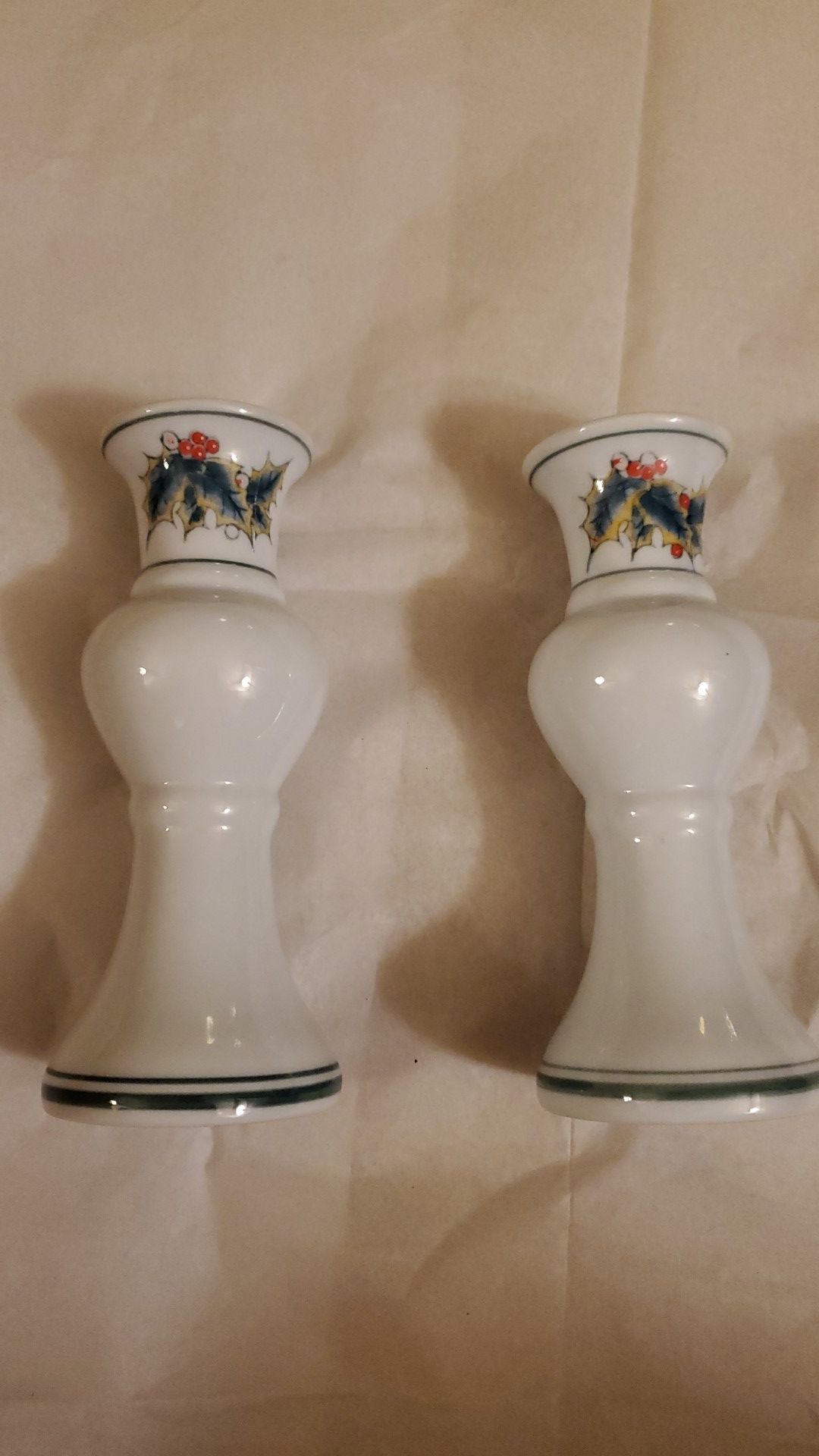 Set of two Porcelain Candle Holders