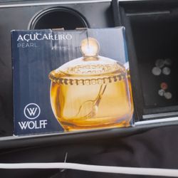 Wolff Pearl Crystal Beaded Sugar Bowl