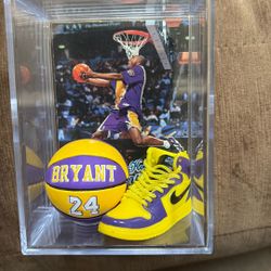 Kobe Bryant Shadow Box - 1997 Fleer Card. Ball & Niki With Real Laces