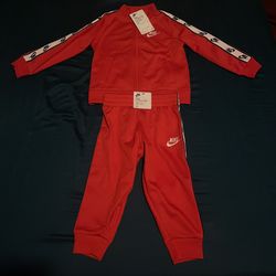 Nike Logo Full Zip Jacket and Pants 2 Piece Set Red Tracksuit