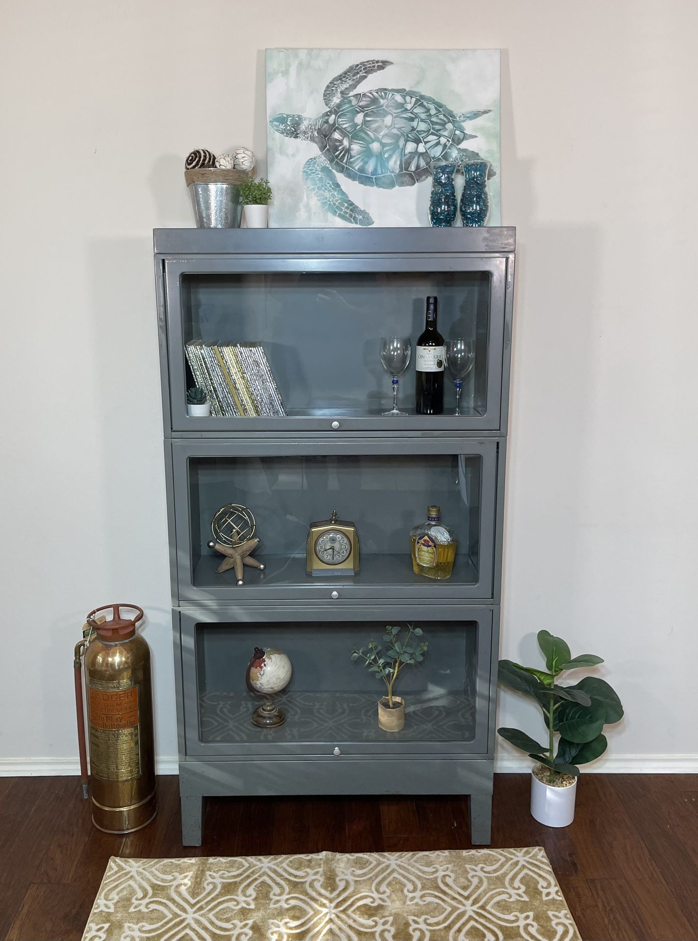 1969 US Government Metal Barrister Bookcase By Jebco