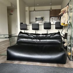 Urban Outfitters Black Leather Bean Bag Couch