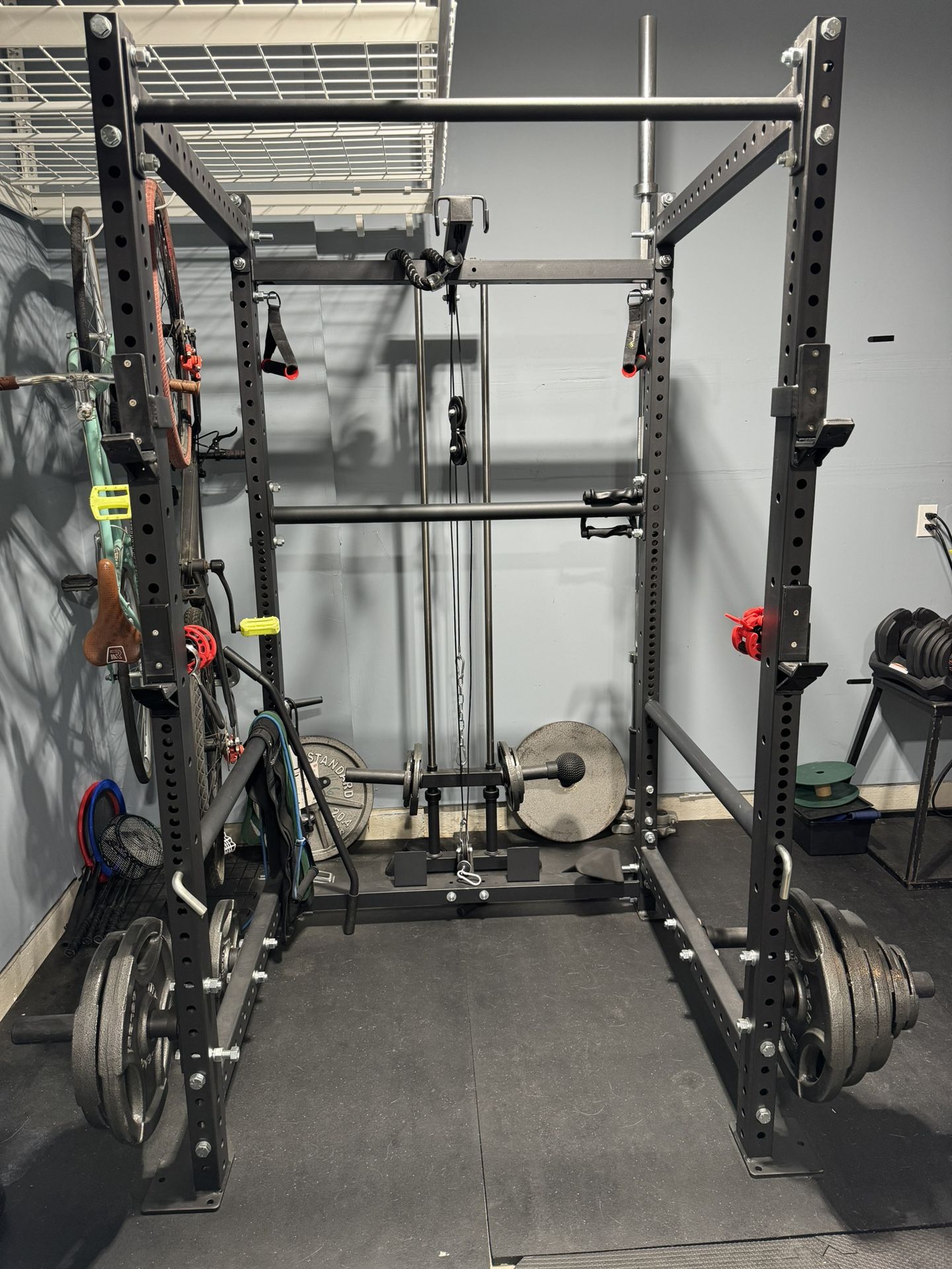 TITAN FITNESS T Series Power Rack With Lat Tower Rack Attachment