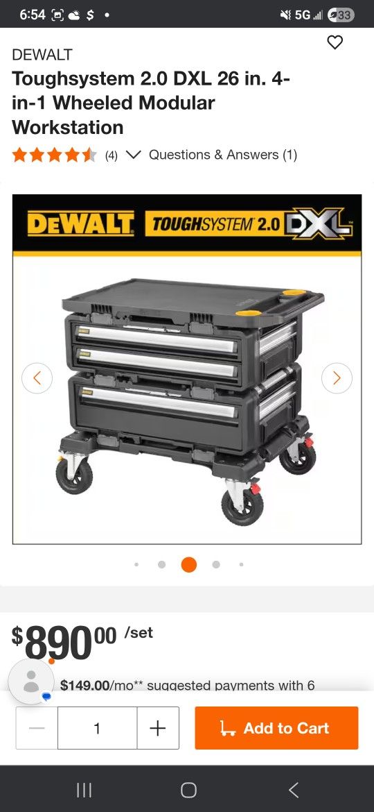 Dewalt Tool Box /work Module On Wheels