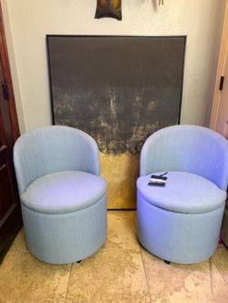 Set of 2 Light Blue Barrel Accent Chairs
