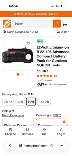 Hilti 22 volt battery