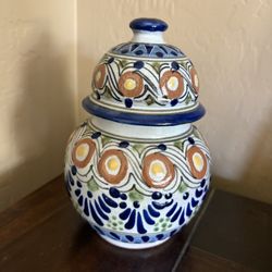 Signed Mexican Talavera Ceramic  Jar