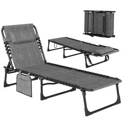 Set of 2 Folding Chaise Lounge Chair