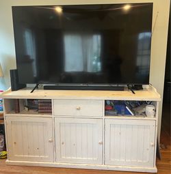 Farmhouse-style white TV console table with drawers and cabinets for storage-Pick Up Only Highland Park 90042