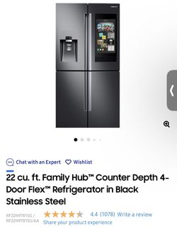 Samsung 22 cu. ft. Family Hub™ Counter Depth 4-Door Flex™ Refrigerator in Black Stainless Steel
