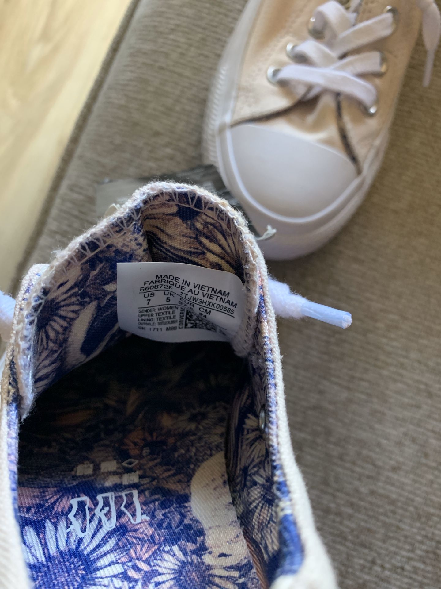 Cream White and Floral Converse
