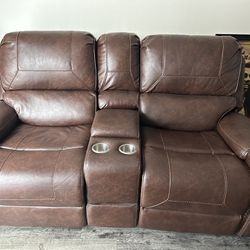 Two Seater Leather Recliner New 