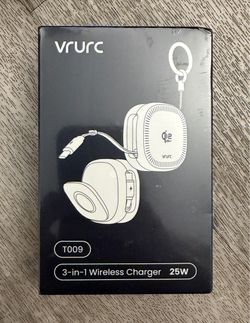 VRURC T009 3-in-1 Qi2 25W Wireless Charger - iPhone & Apple Watch