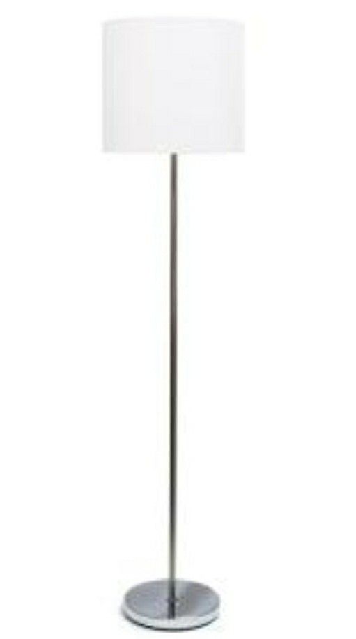 58.25 in. White Brushed Nickel Drum Shade Floor Lamp