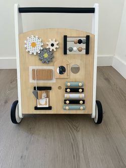 Wooden Baby Activity Walker with Busy Board
