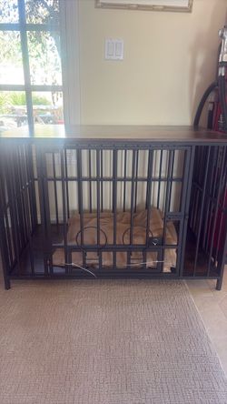 Black Metal Dog Kennel with Tabletop