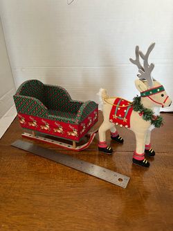 Vtg Nordic Scandinavian Folk Art Sleigh & Reindeer by Wes Booth Yakima