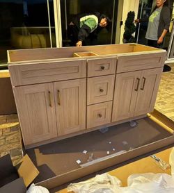 60 Inch Solid Wood Vanity (without countertop)