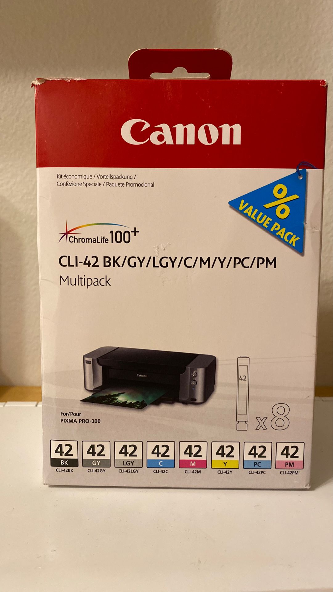 Genuine Canon CLI-42 Value Pack 8-Ink Set for Pixma Pro 100