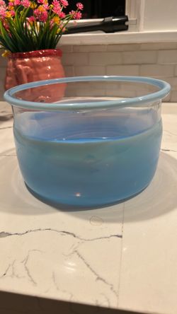 Light blue and clear blown glass bowl