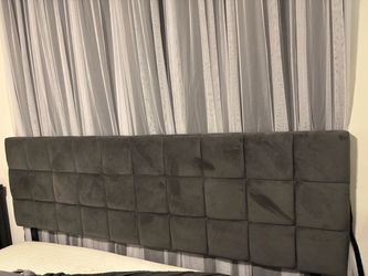 Gray Upholstered Tufted Headboard