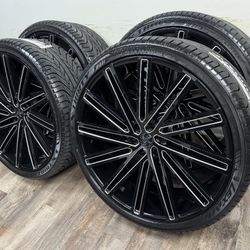New 26 inch gloss black/milled wheels and lexani 305/30r26 tires